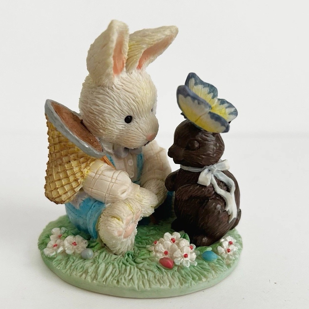 Vintage‎ Enesco Cream and Cocoa "BE FREE" Bunny Figurine Easter 1993 3.25"